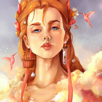 My project in Digital Fantasy Portraits with Photoshop course. Traditional illustration project by Daniela Ibáñez - 06.19.2020